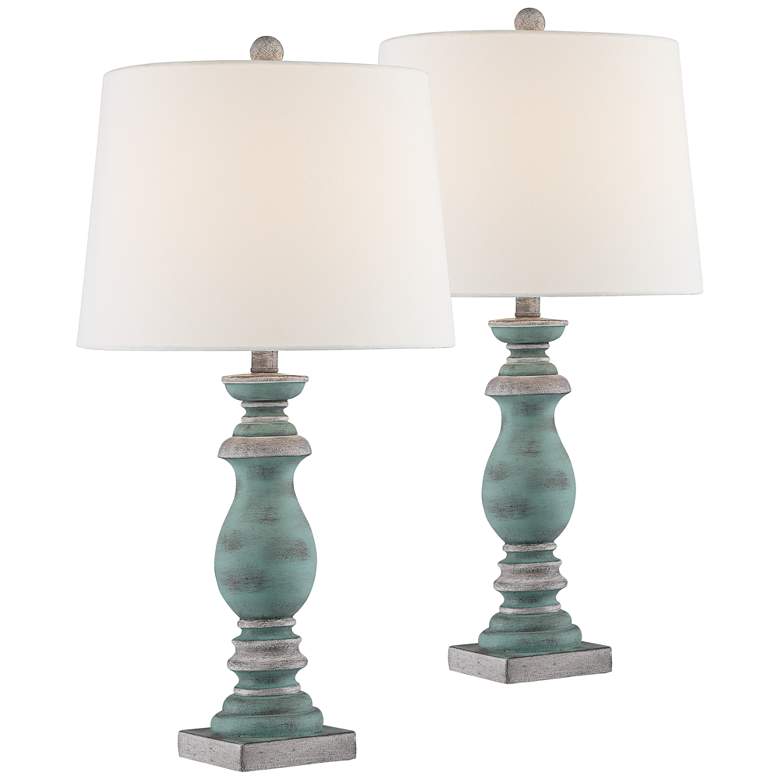 Image 2 Regency Hill Patsy 26.5" Blue-Gray Table Lamps Set of 2 with Dimmers
