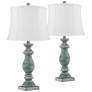 1_Regency Hill Patsy 26 1/2" Blue-Gray Washed White Shade Lamps Set of 2