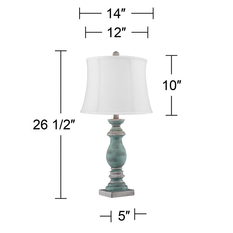 Image 7 Regency Hill Patsy 26 1/2" Blue-Gray Washed White Shade Lamps Set of 2 more views