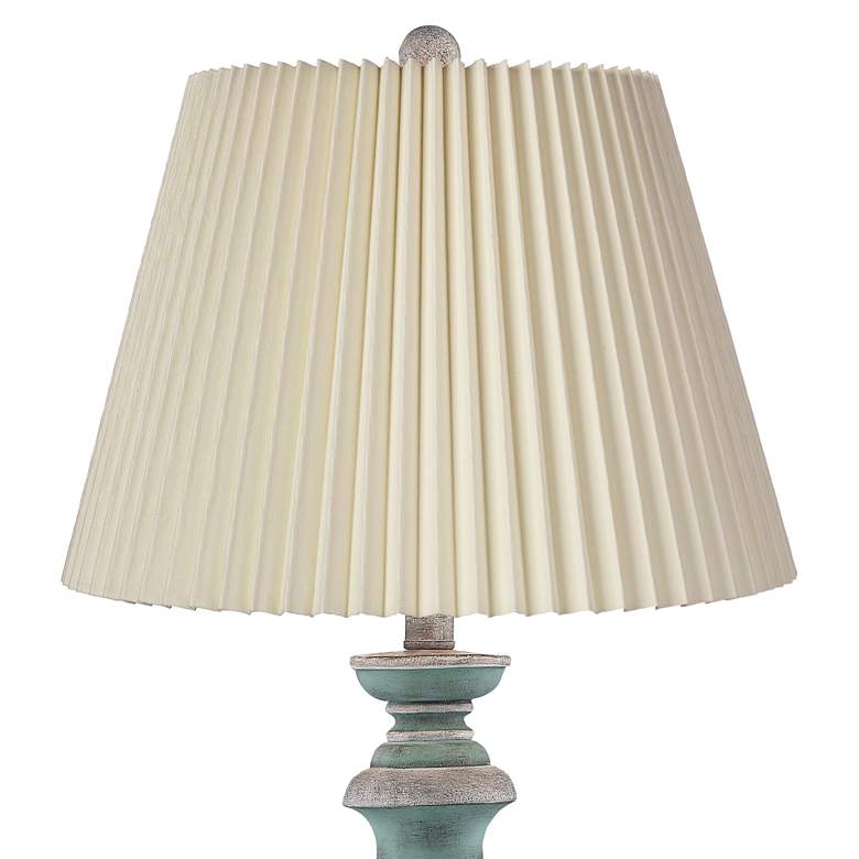 Image 2 Regency Hill Patsy Blue-Gray Wash Table Lamps with Pleated Shades Set of 2 more views