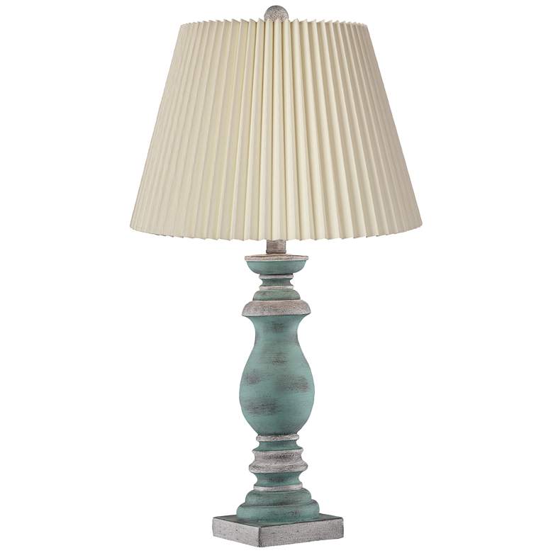 Image 6 Regency Hill Patsy Blue-Gray Wash Table Lamps with Pleated Shades Set of 2 more views