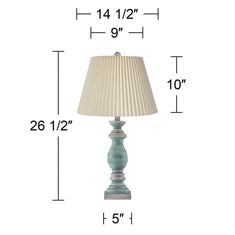 Image 7 Regency Hill Patsy Blue-Gray Wash Table Lamps with Pleated Shades Set of 2 more views