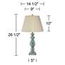 Regency Hill Patsy Blue-Gray Wash Table Lamps with Pleated Shades Set of 2