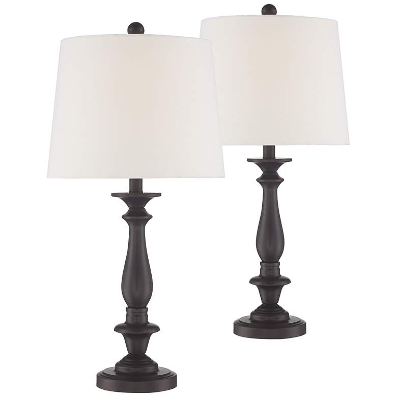 Image 2 Regency Hill Percy 26 inch Dark Bronze Metal Table Lamps Set of 2