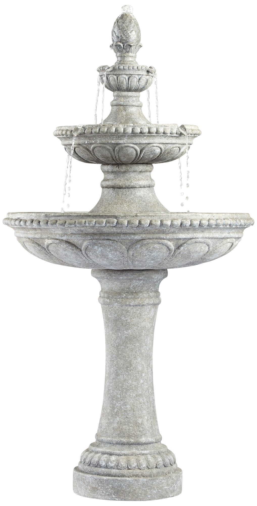 Image 2 Regency Hill Pineapple Old Stone Finish 44" 3-Tier Garden Fountain