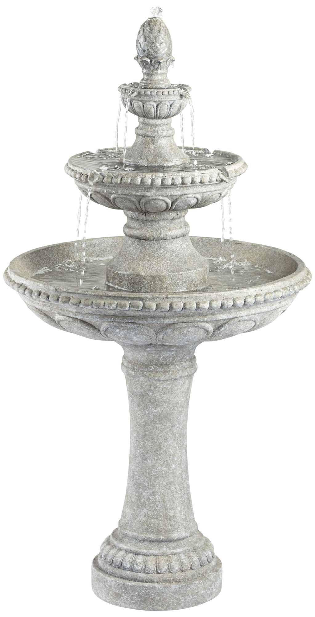 Image 6 Regency Hill Pineapple Old Stone Finish 44" 3-Tier Garden Fountain more views