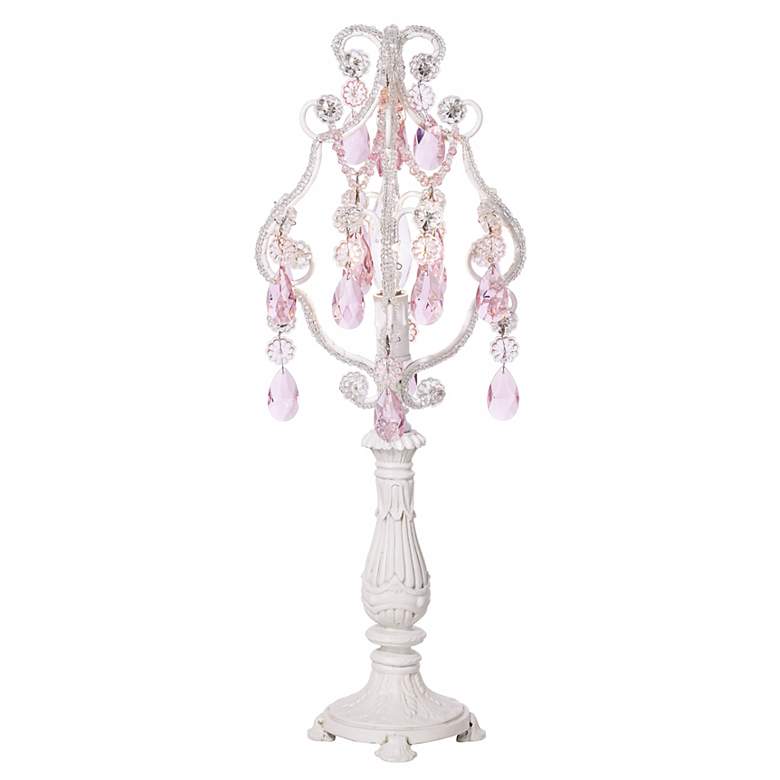 Image 2 Regency Hill Pink Droplet 19 1/2" White Mini Chandelier Accent Lamp