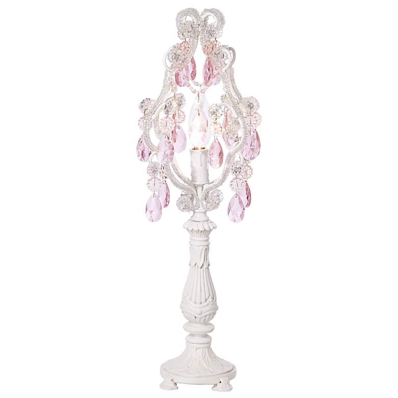 Image 3 Regency Hill Pink Droplet 19 1/2" White Mini Chandelier Accent Lamp more views