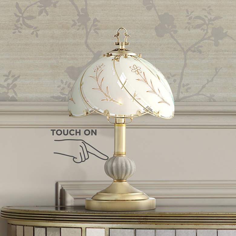 Image 6 Regency Hill Polished Brass 15" High Touch Accent Table Lamps Set of 2 more views