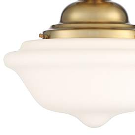 Image3 of Regency Hill Quinn 12 3/4" Gold and Glass Schoolhouse Ceiling Light more views