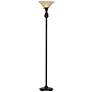 Thumbnail2 of Regency Hill Restoration Bronze 70" Amber Glass Torchiere Floor Lamp