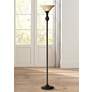 Thumbnail1 of Regency Hill Restoration Bronze 70" Amber Glass Torchiere Floor Lamp