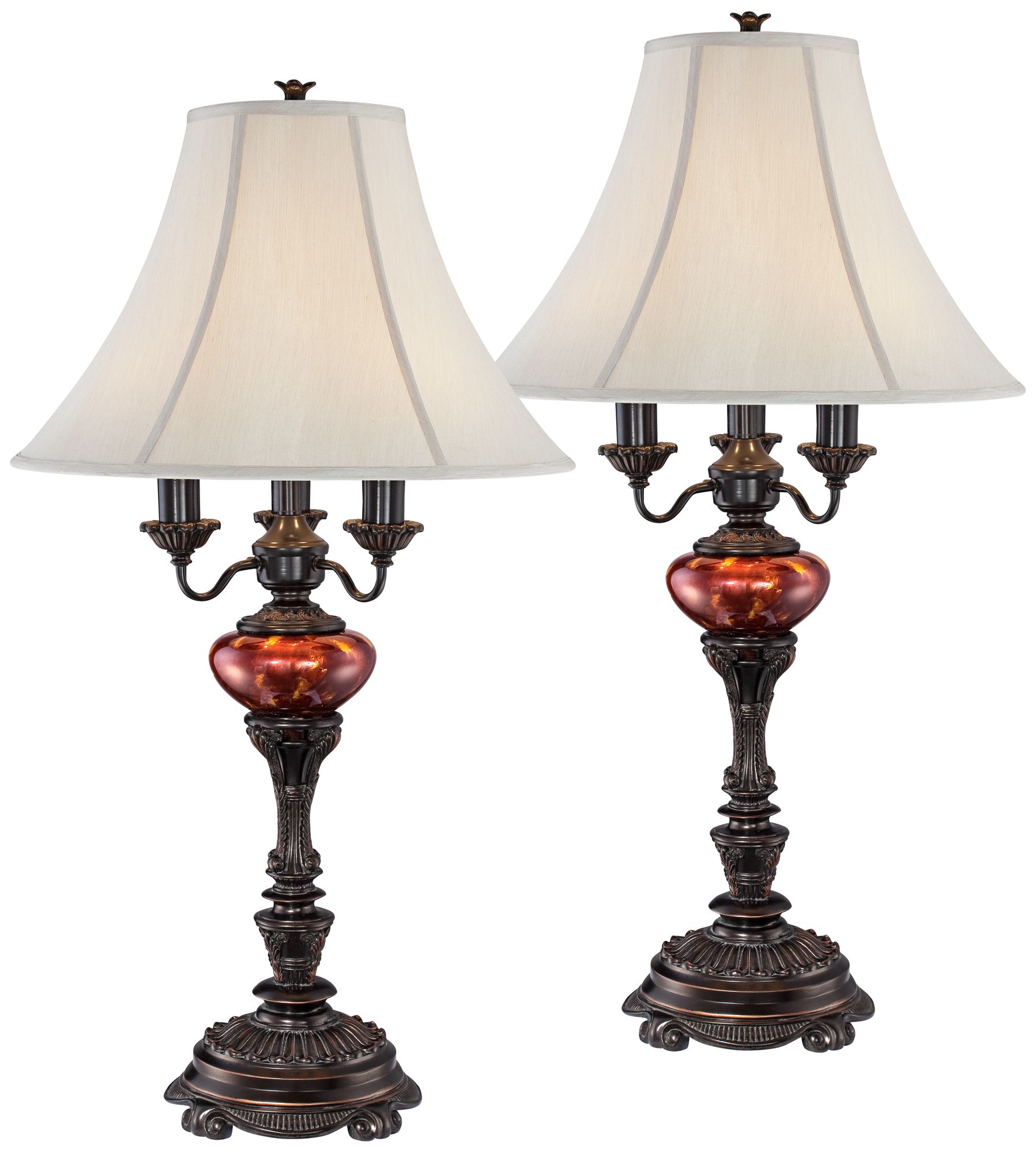 Image 2 Regency Hill Rhys Bronze Tortoise Shell Glass Table Lamps Set of 2