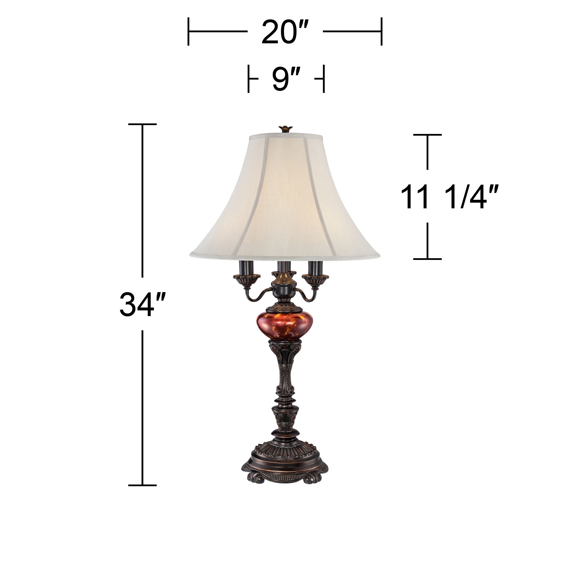 Regency Hill Rhys Bronze Tortoise Shell Glass Table Lamps Set of 2