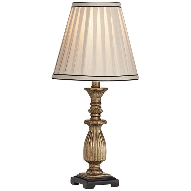Image 3 Regency Hill Ribbed 18" High Antique Gold with Pleat Shade Accent Lamp