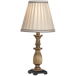 Regency Hill Ribbed 18&quot; High Antique Gold with Pleat Shade Accent Lamp