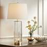 Regency Hill Rivera 27 3/4" Gold Glass Rod Table Lamp with Night Light