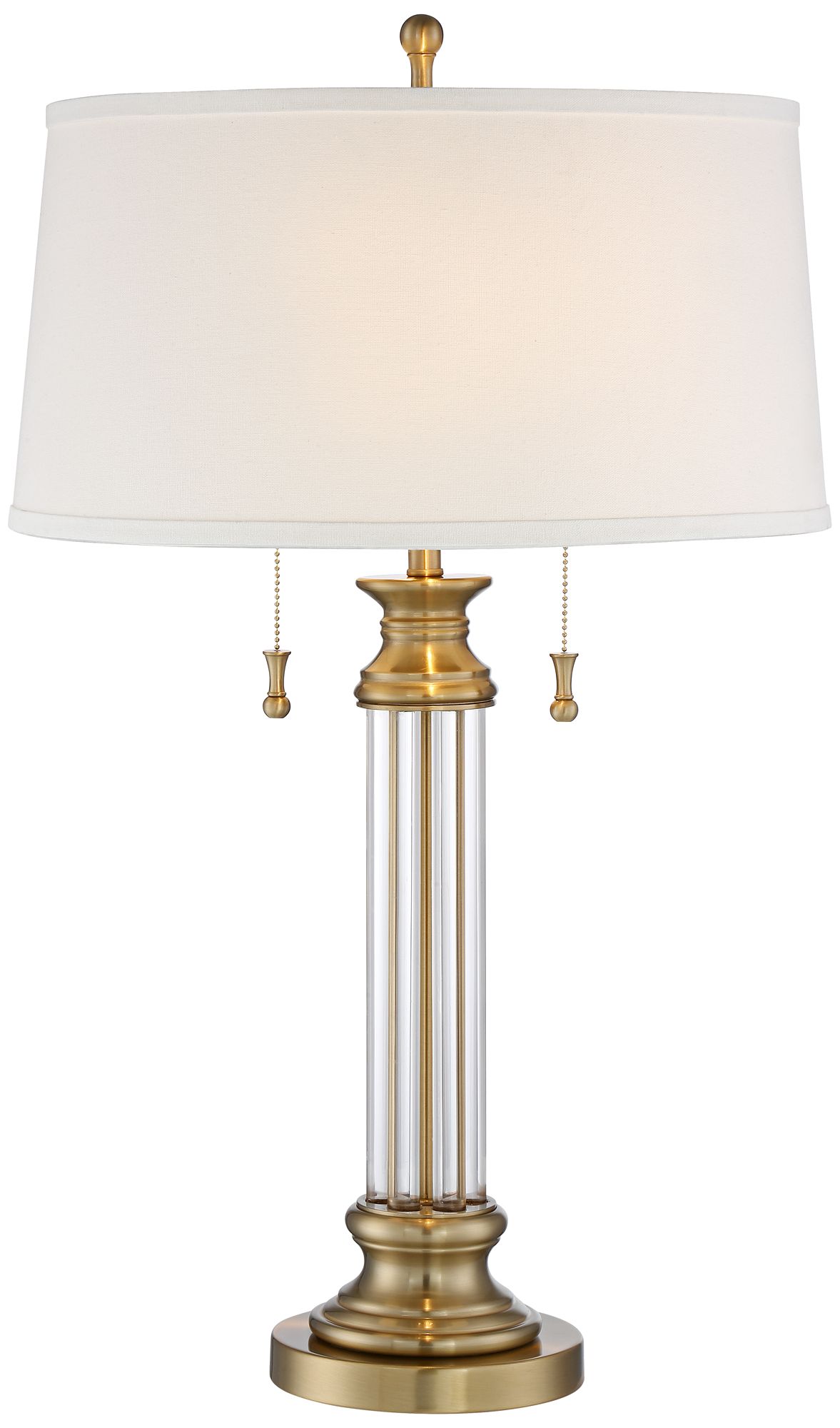 Image 3 Regency Hill Rolland 30" Brass and Glass Column Table Lamp