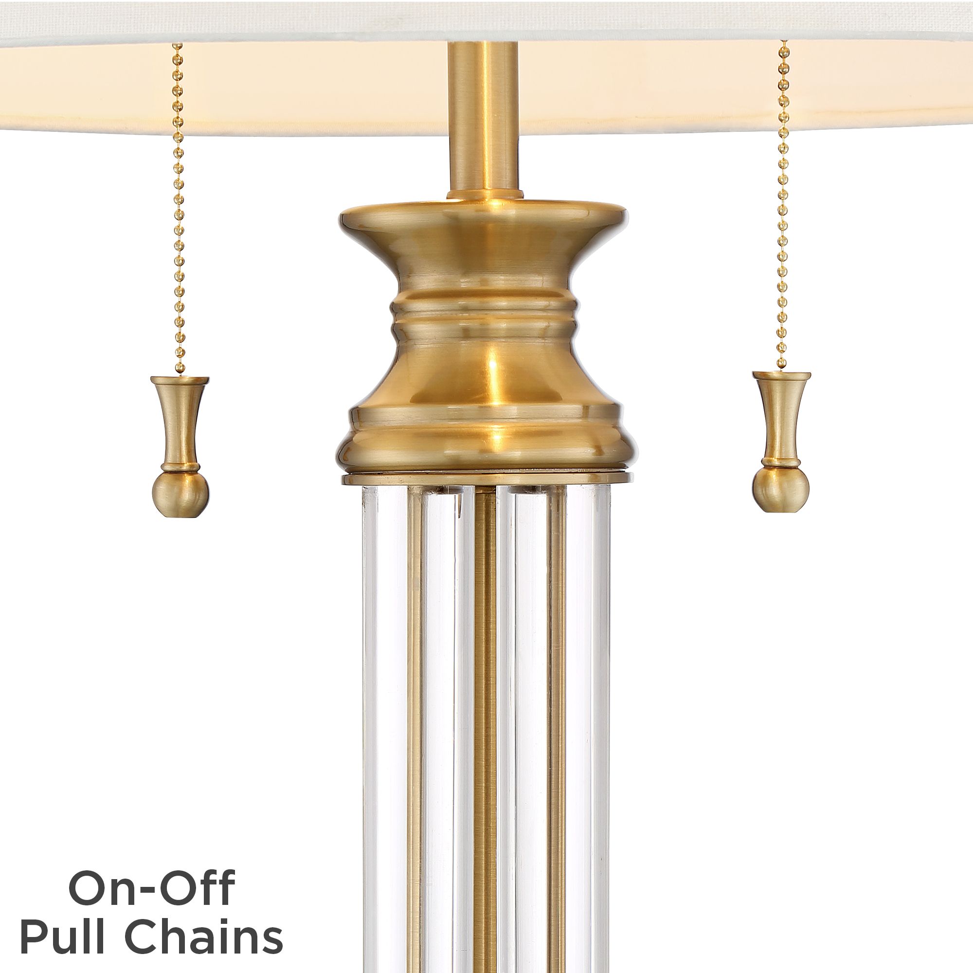 Image 6 Regency Hill Rolland 30" Brass and Glass Column Table Lamp more views