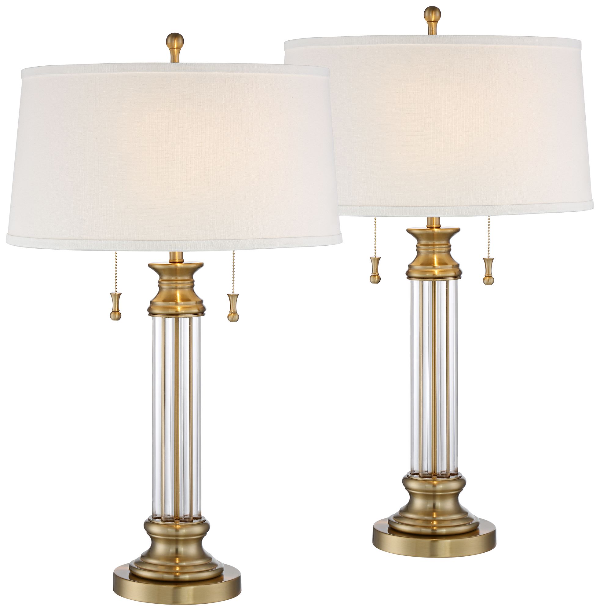 Image 2 Regency Hill Rolland 30" Brass and Glass Table Lamps Set of 2