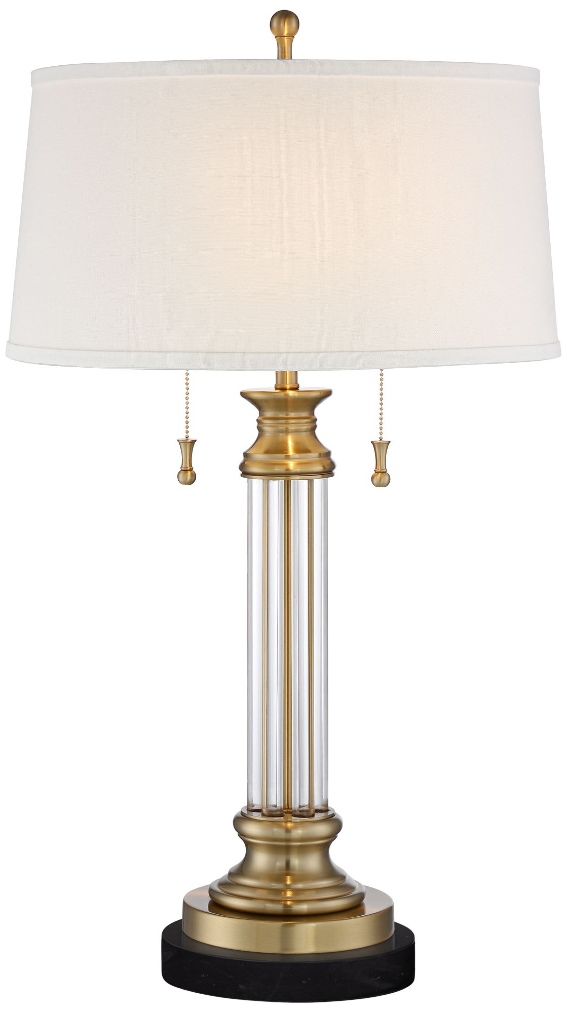 Regency Hill Rolland 30" Crystal Lamp with Black Marble Riser