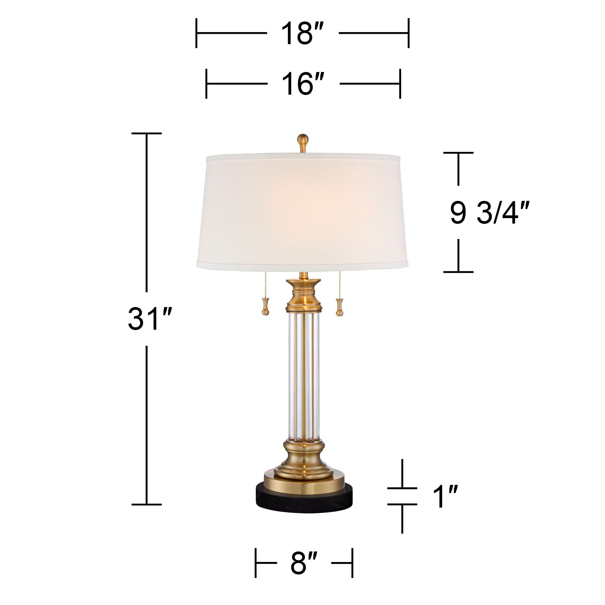 Image 6 Regency Hill Rolland 30" Crystal Lamp with Black Marble Riser more views