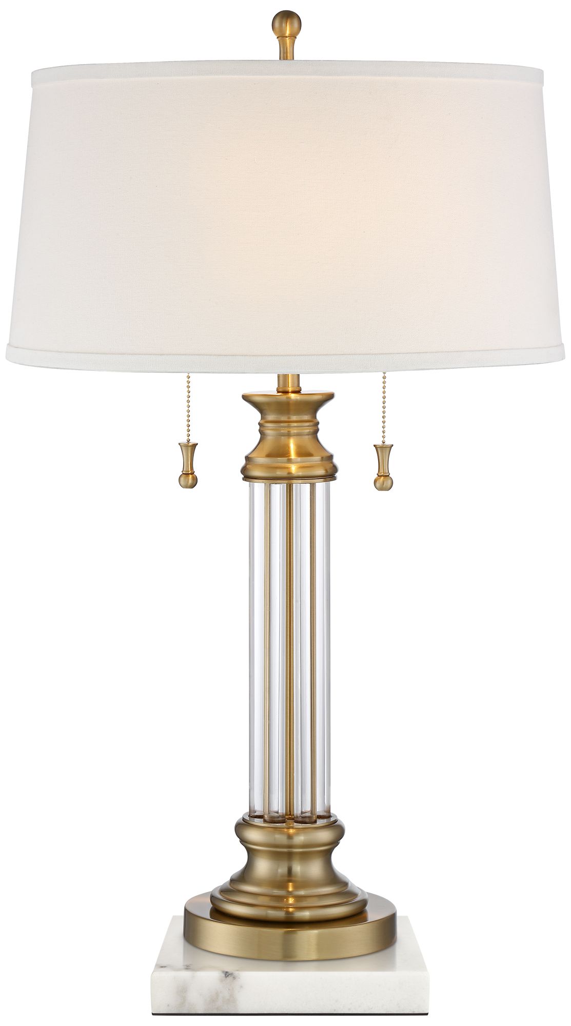 Regency Hill Rolland 30" Crystal Lamp with Square White Marble