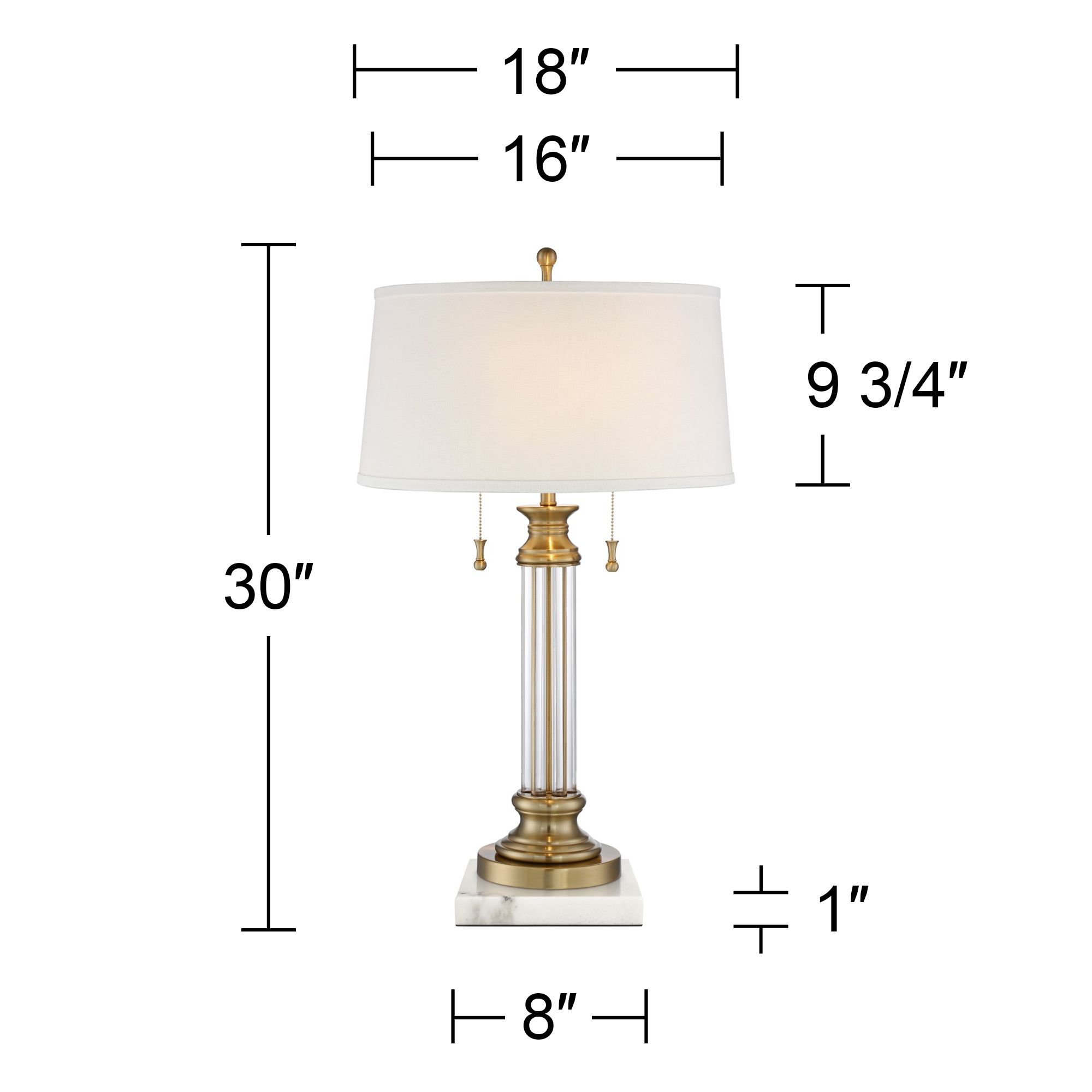Image 6 Regency Hill Rolland 30" Crystal Lamp with Square White Marble more views