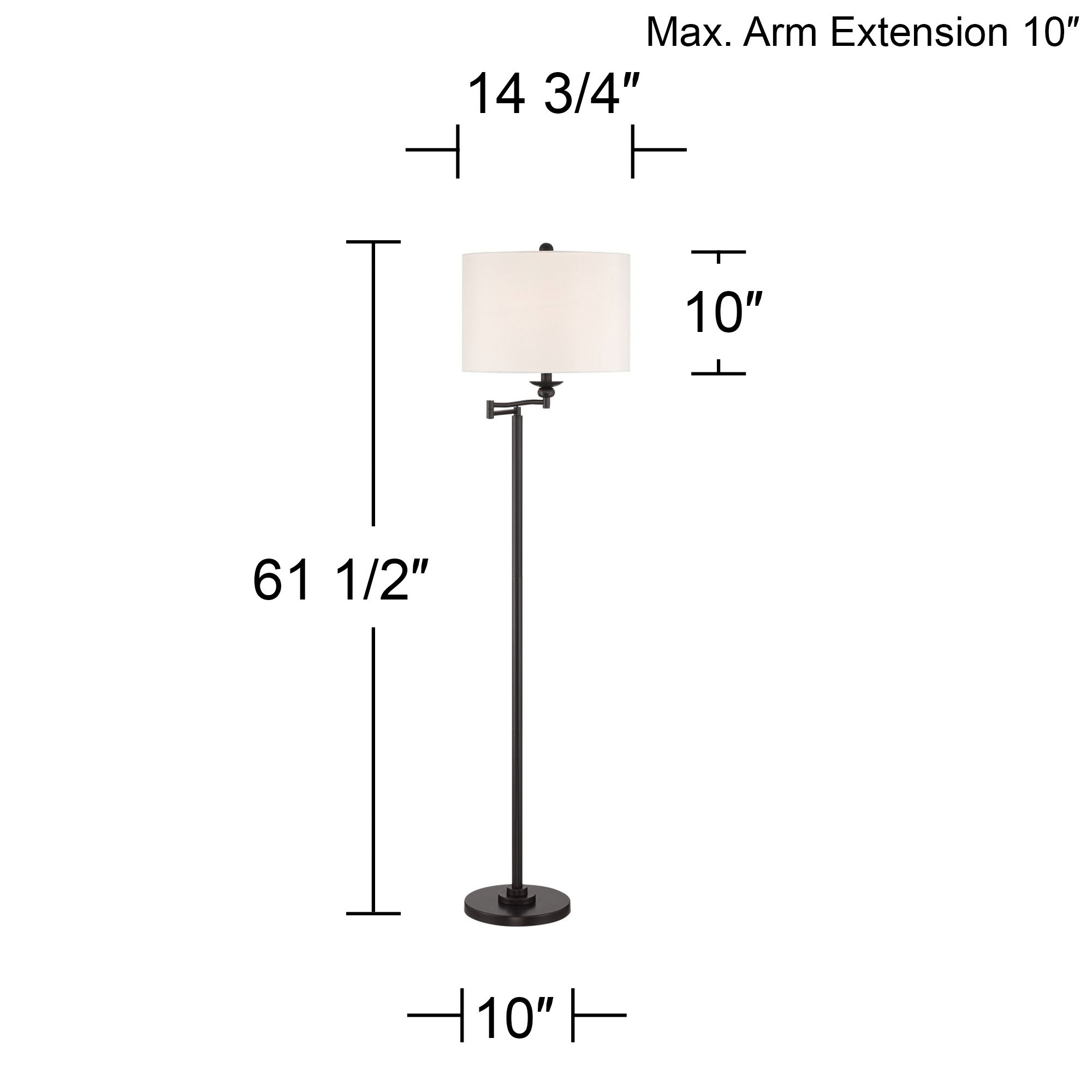 Regency Hill Romero 61 1/2" High Bronze Swing Arm Floor Lamp