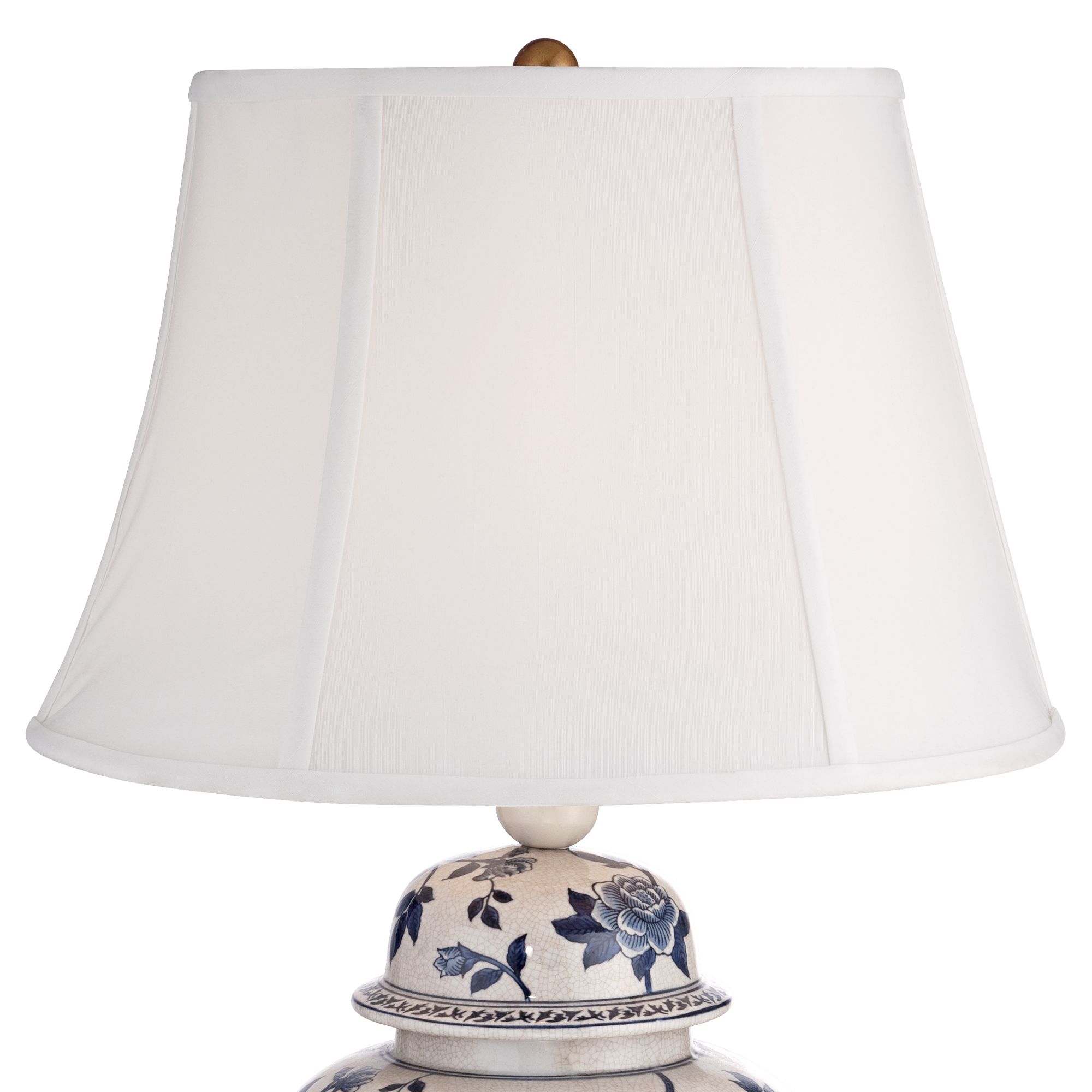 Image 4 Regency Hill Rose Vine 25" Blue White Ceramic Temple Jar Table Lamp more views
