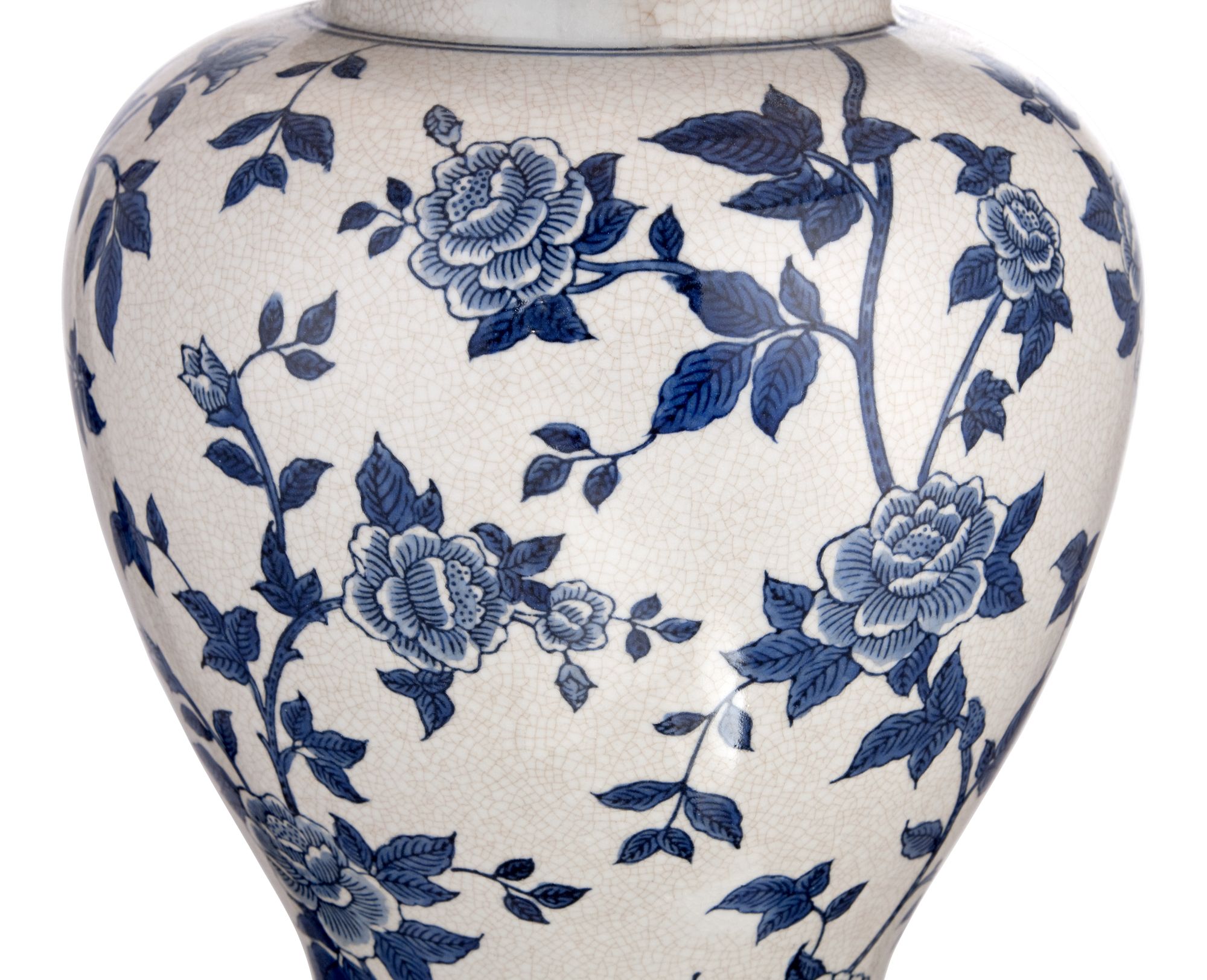Image 5 Regency Hill Rose Vine 25" Blue White Ceramic Temple Jar Table Lamp more views