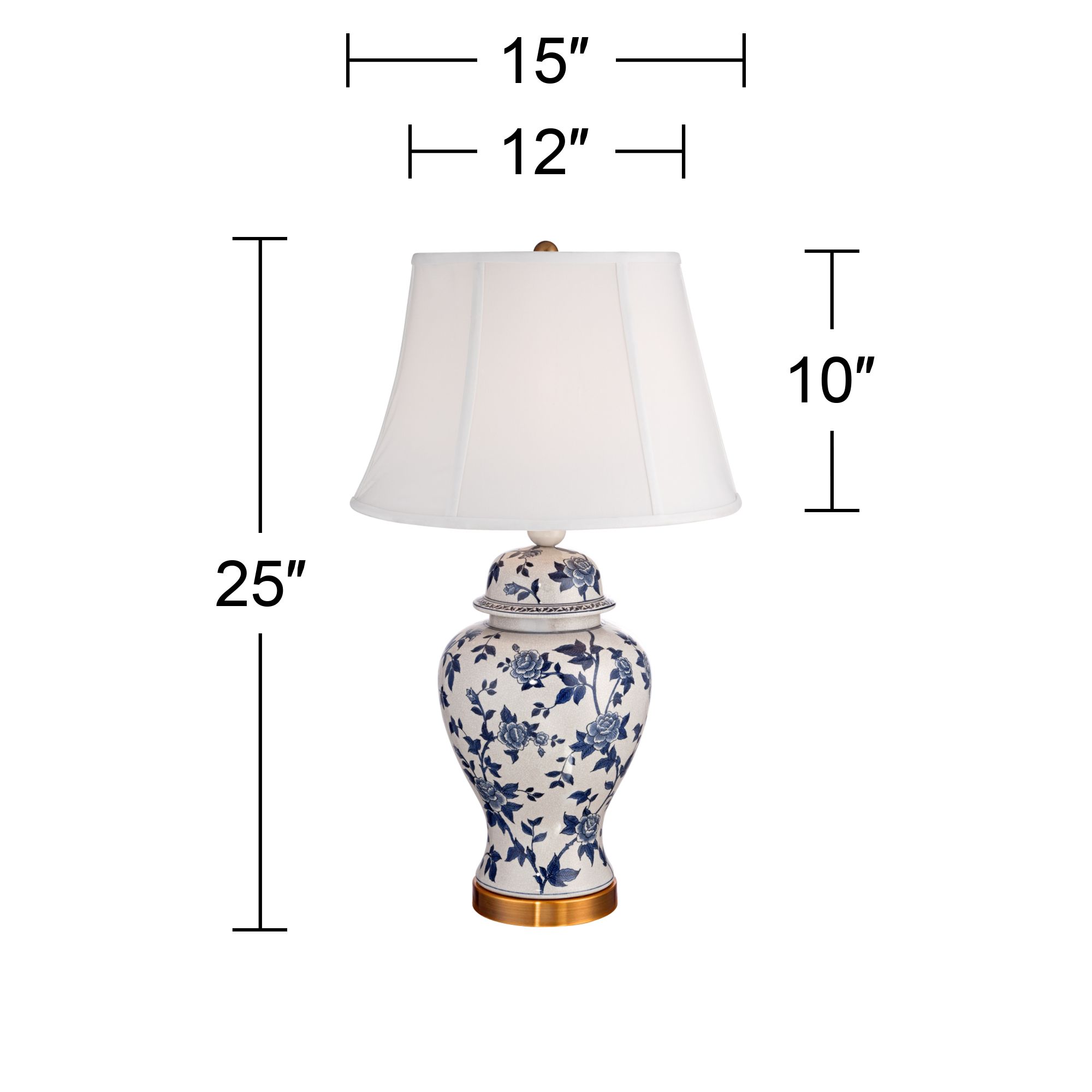 Image 7 Regency Hill Rose Vine 25" Blue White Ceramic Temple Jar Table Lamp more views