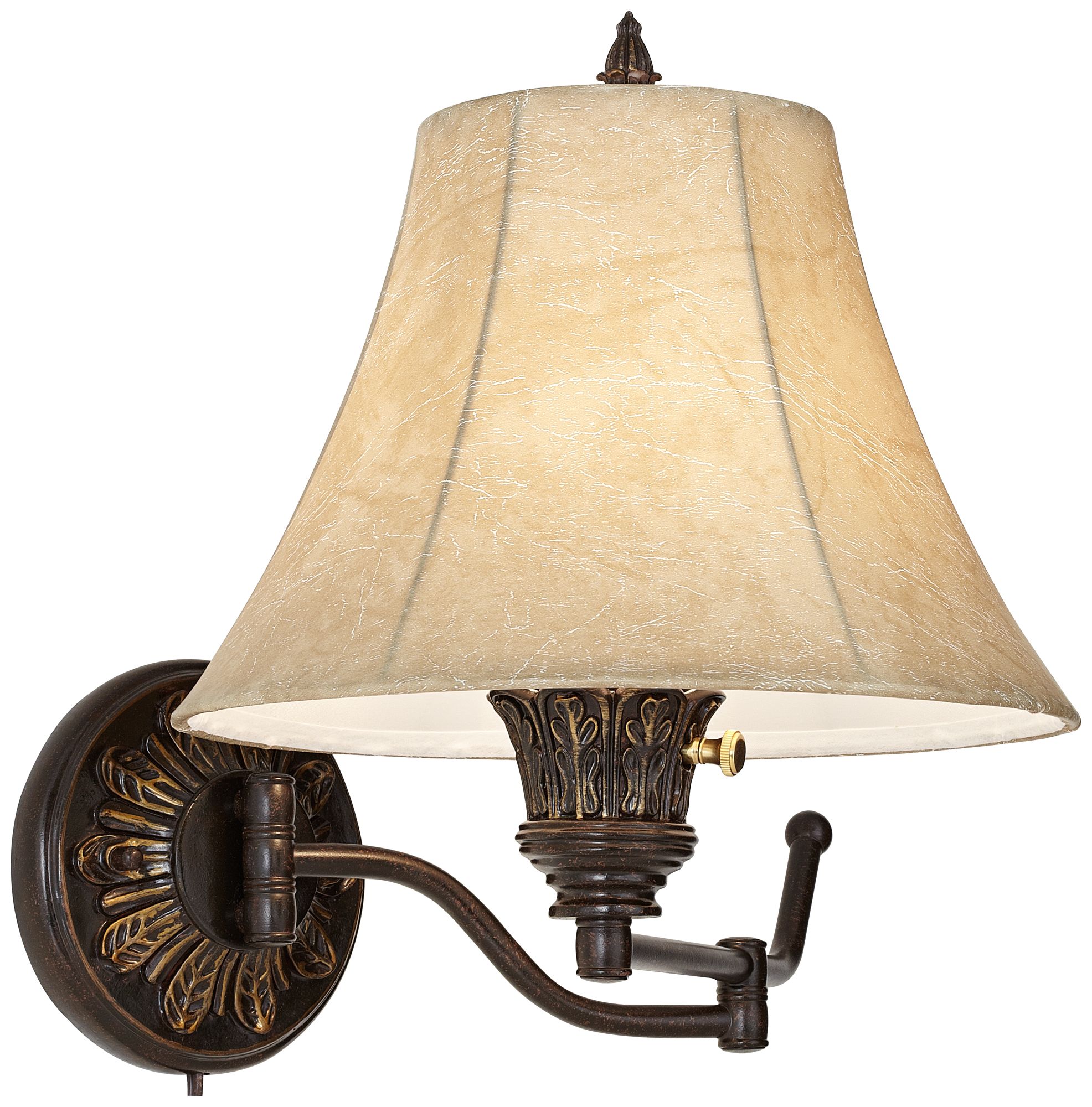 Regency Hill Rosslyn Bronze Plug-In Swing Arm Wall Lamps Set of 2 in scene