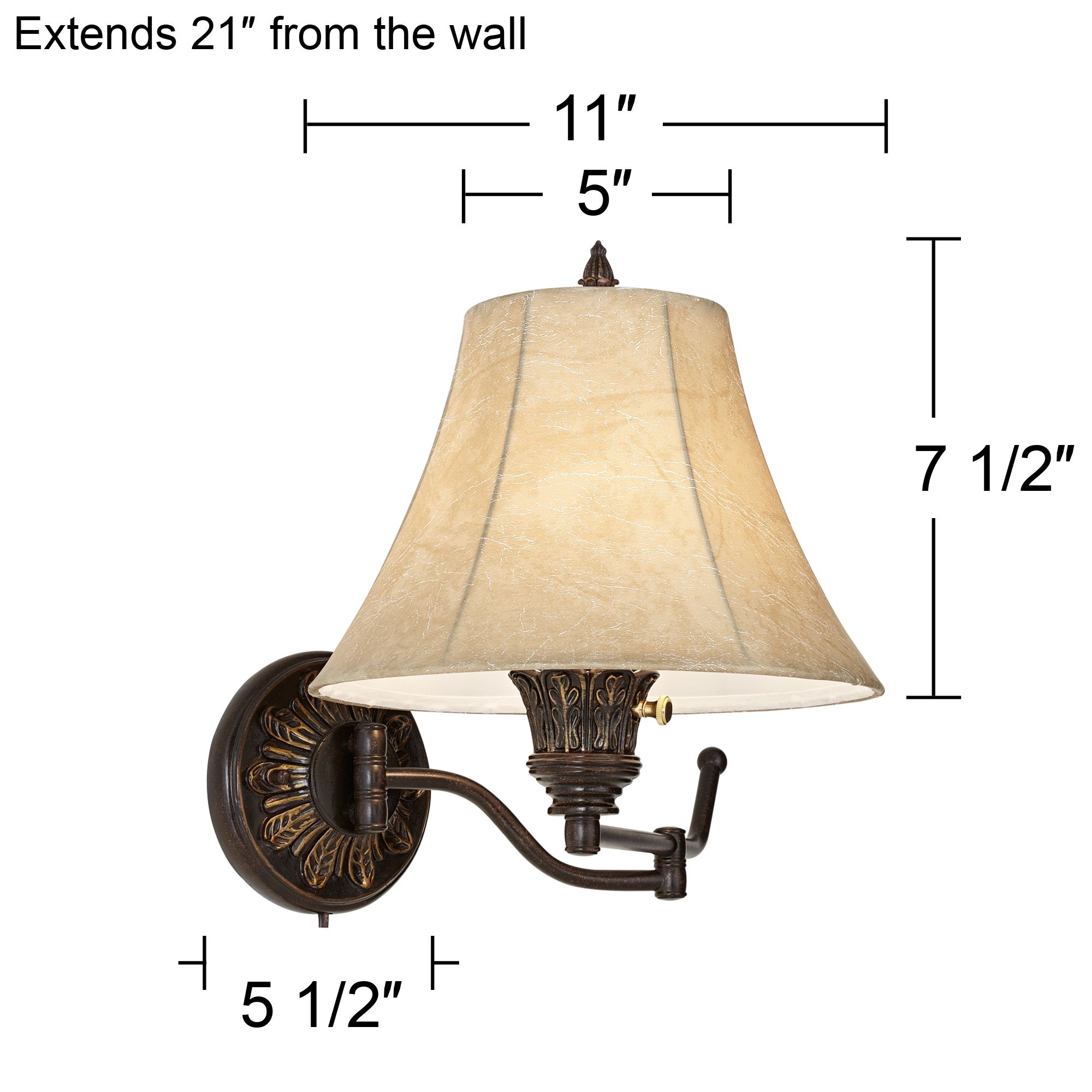 Regency Hill Rosslyn Bronze Plug-In Swing Arm Wall Lamps Set of 2 in scene