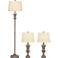 Regency Hill Rustic Vase Faux Light Wood Finish Table and Floor Lamp Set
