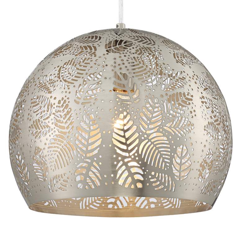 Image 3 Regency Hill Safi 11 3/4" Wide Brushed Nickel Moroccan Mini Pendant more views