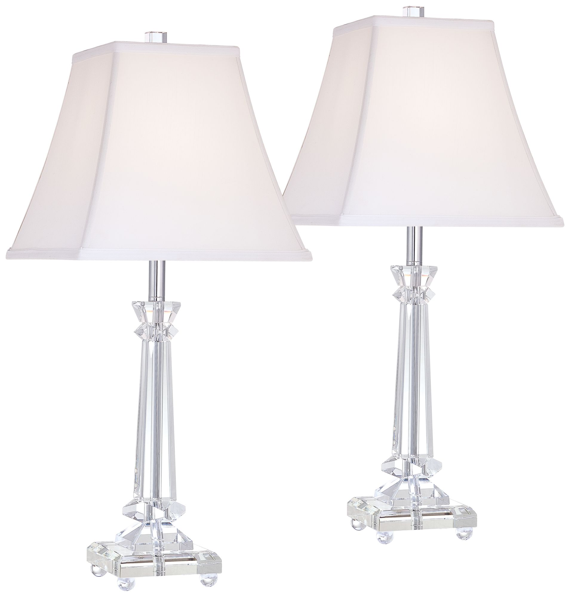 Image 2 Regency Hill Sannes 25" Crystal Column Table Lamps Set of 2