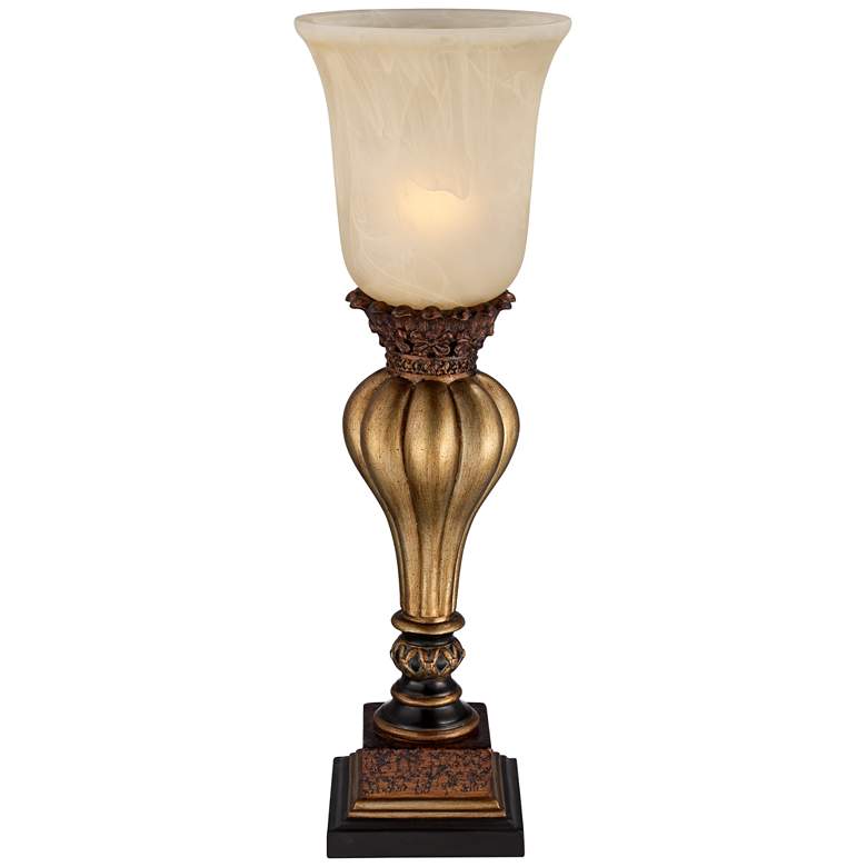 Image 7 Regency Hill Sattley 23 1/4" Gold Alabaster Glass Accent Console Lamp more views