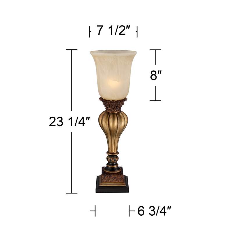 Image 7 Regency Hill Sattley 23 1/4" Gold and Alabaster Console Lamps Set of 2 more views