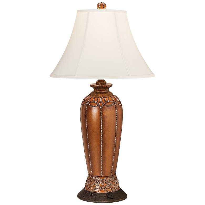 Image 2 Regency Hill Scalloped 34 1/4" Traditional Lamp with Charging Outlet