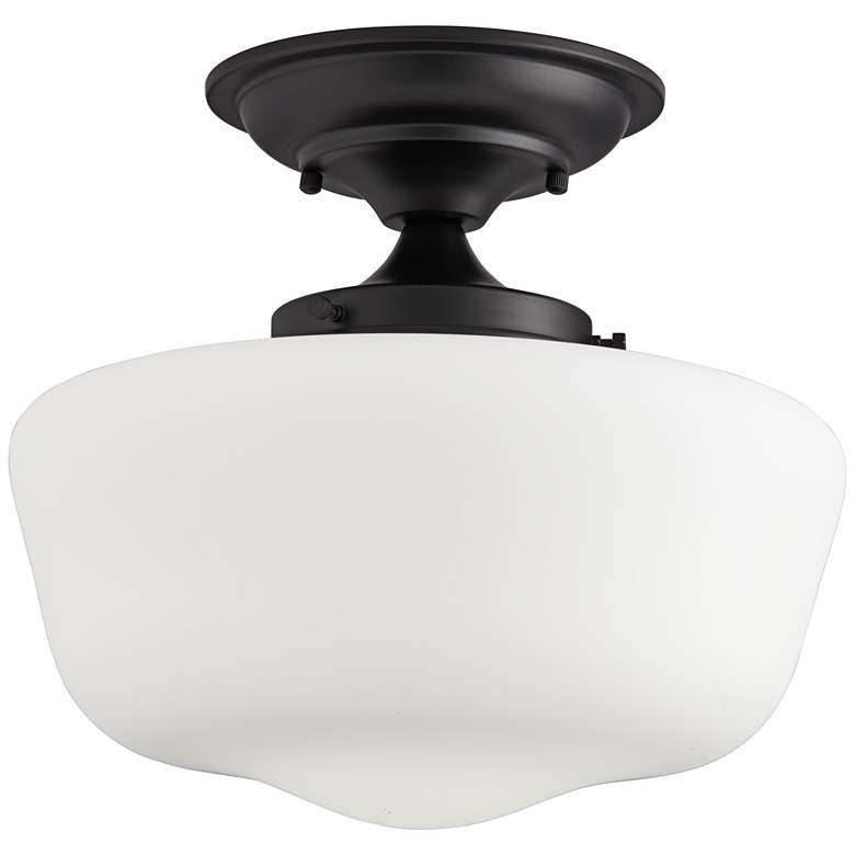 Image 2 Regency Hill Schoolhouse 12 1/4 inch Black and White Glass Ceiling Light