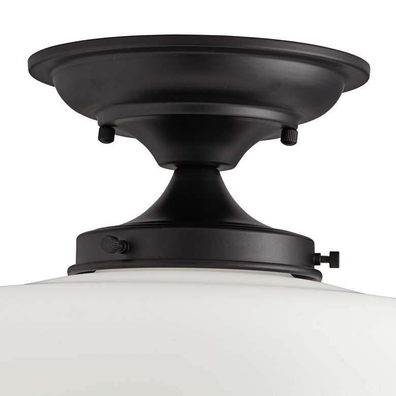 Image 4 Regency Hill Schoolhouse 12 1/4" Black and White Glass Ceiling Light more views