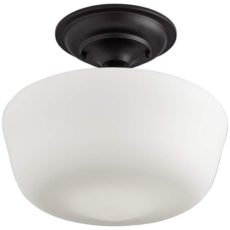 Image 5 Regency Hill Schoolhouse 12 1/4" Black and White Glass Ceiling Light more views