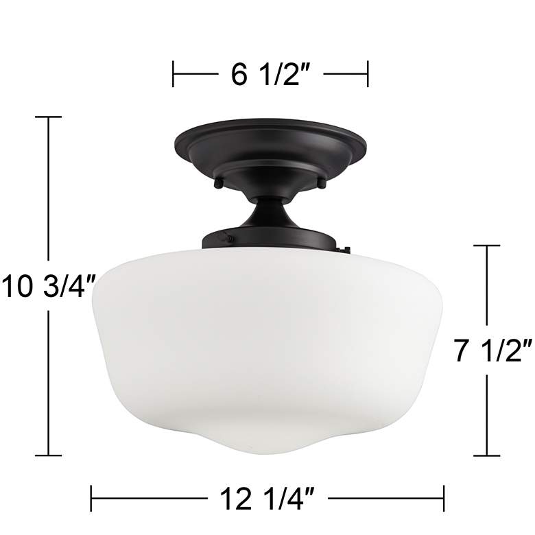 Image 6 Regency Hill Schoolhouse 12 1/4" Black and White Glass Ceiling Light more views