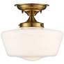 Regency Hill Schoolhouse 12" Gold and White Ceiling Lights Set of 2