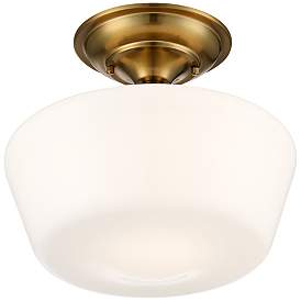 Image4 of Regency Hill Schoolhouse 12" Gold and White Ceiling Lights Set of 2 more views