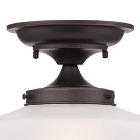 Image4 of Regency Hill Schoolhouse 12" Wide Bronze White Glass Ceiling Light more views