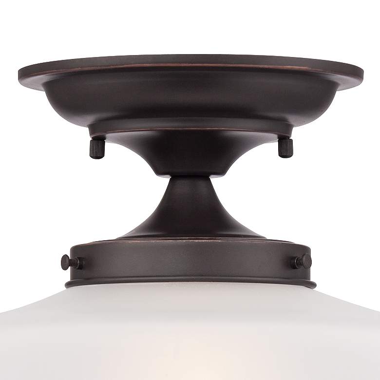 Image 4 Regency Hill Schoolhouse 12" Wide Bronze White Glass Ceiling Light more views
