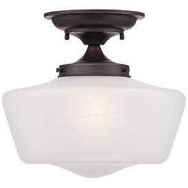 Image5 of Regency Hill Schoolhouse 12" Wide Bronze White Glass Ceiling Light more views