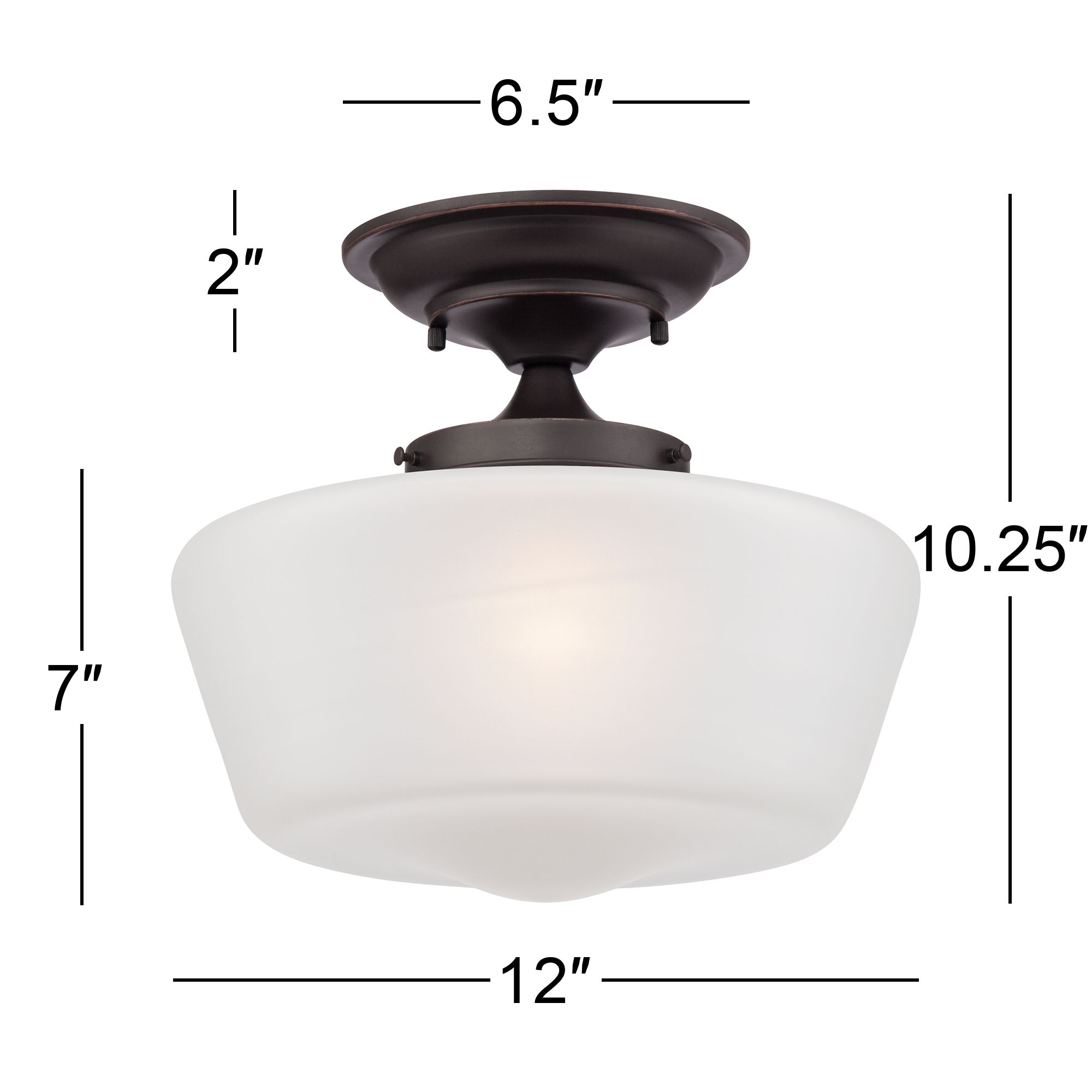 Regency Hill Schoolhouse 12" Wide Bronze White Glass Ceiling Light
